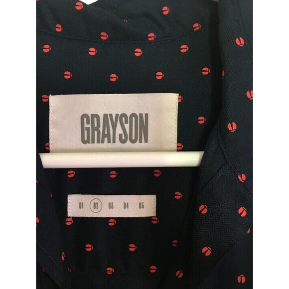 Grayson's Shirt Men's Size Medium Navy Red Ladybugs Spots Button Up Long Sleeve - Picture 6 of 7